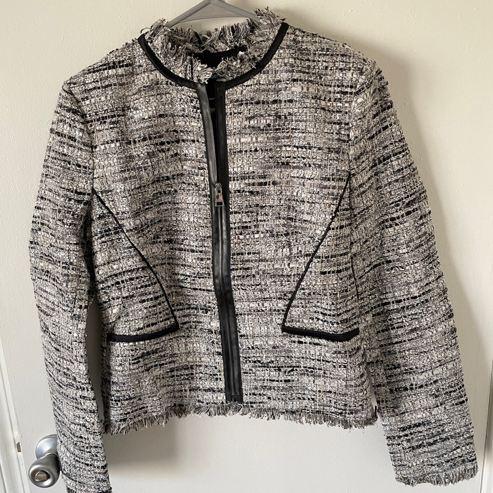 Gorgeous Karl Lagerfeld Chic Tweed Jacket Zip NWOT